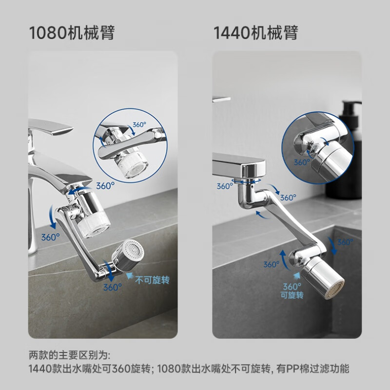Supor Universal Faucet Mechanical Arm Extended Aerator Anti-splash Filter Aerator Rotatable Replacement Joint 1440 Mechanical Arm Upgrade - Anti-splash Cotton