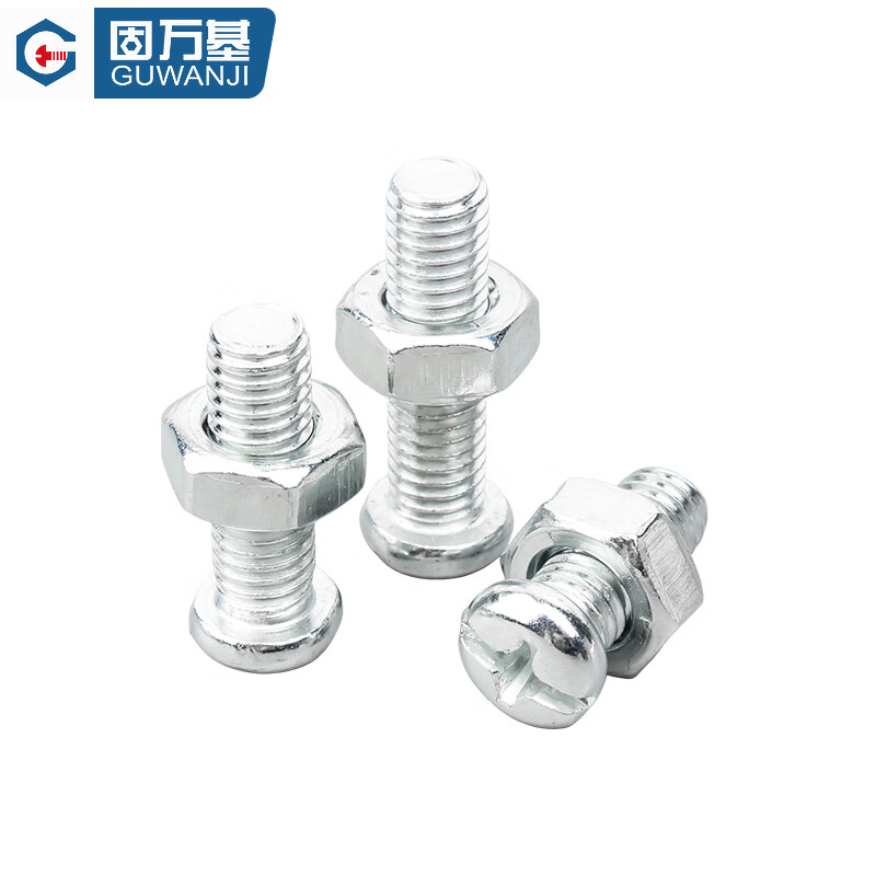 Guwanji galvanized cross recessed round head screws and nuts set complete extended pan head bolt combination nut screws GB818 M3x6 (200 sets)