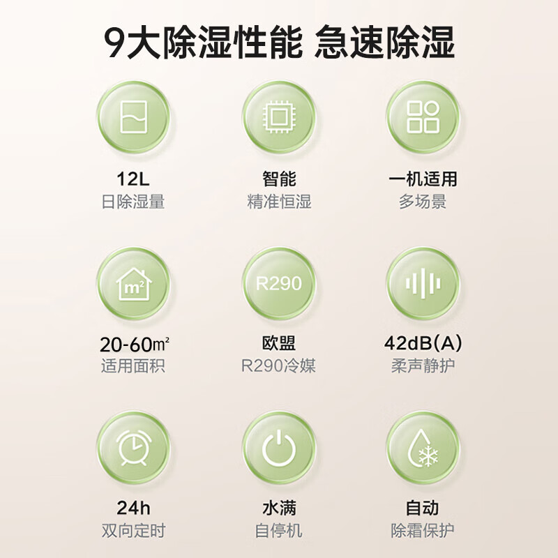 Haier dehumidifier/dehumidifier household dehumidifier light sound moisture absorber dry clothes purification dehumidifier dehumidification and moisture-proof dryer basement villa special large area dehumidification 12L/day intelligent dehumidification suitable for 20-60