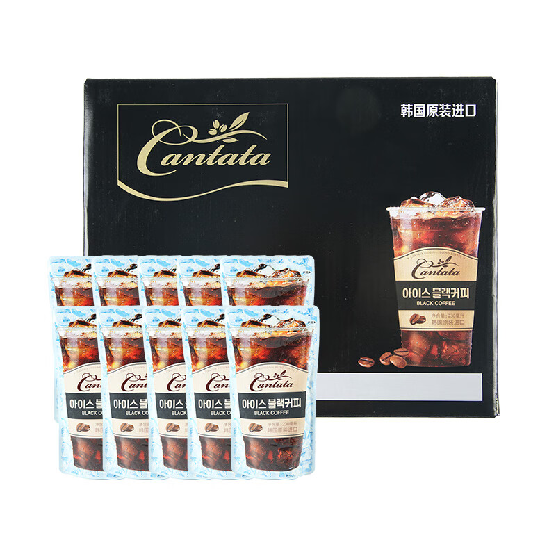 LOTTE Cantata Black Coffee Flavored Drink 230ml*10 bags/box Family Pack Imported from Korea