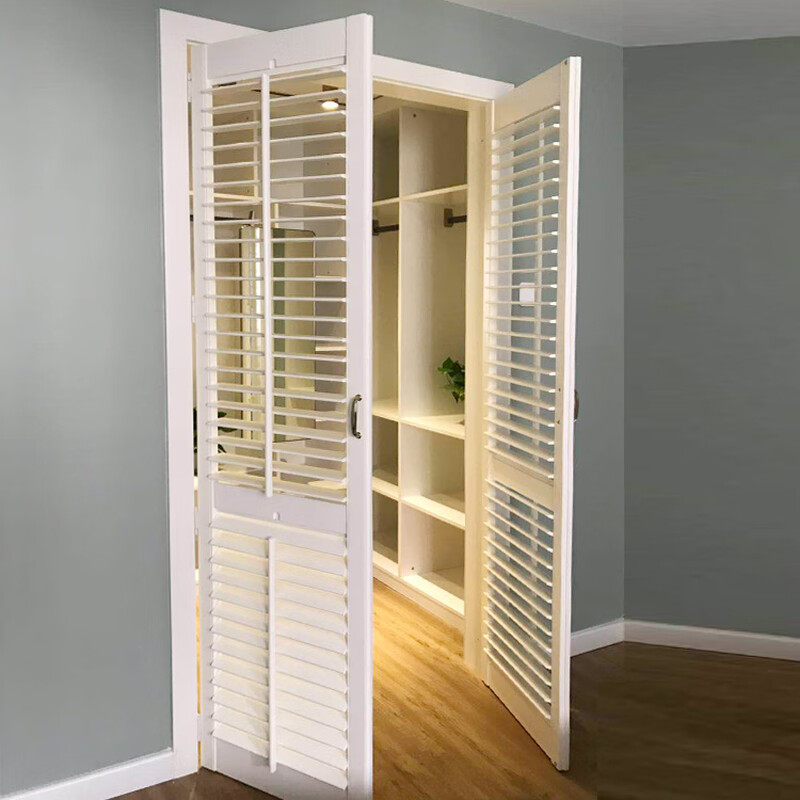 Ji Litian pure solid wood door cloakroom storage room balcony door does not occupy space movable louver double folding door louver + core board white (per square)
