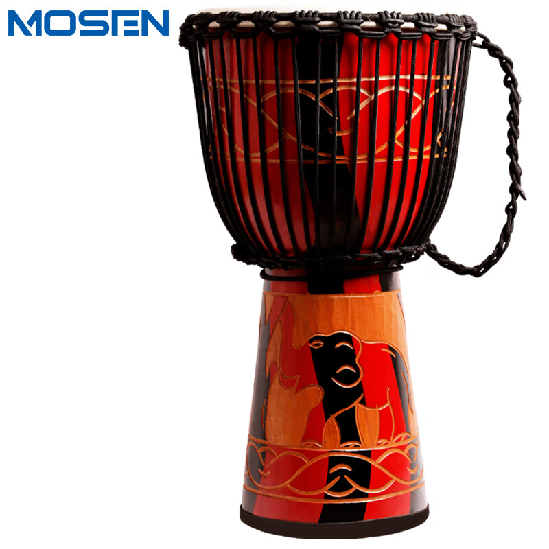 MOSEN 10-inch painted African drum, pure sheepskin, Indonesian solid wood, mahogany advanced tambourine, no tuning required, random colors
