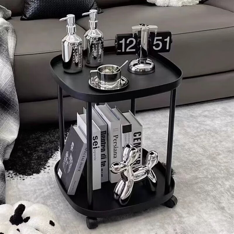 Zhuobo coffee table side table movable small table small coffee table bedside table storage rack storage cabinet CJ19 black