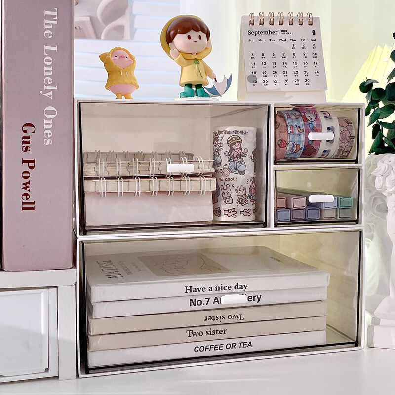 Laishuhui ins desktop storage box acrylic office drawer-type cosmetics storage rack student desk stationery organization heightening three drawers
