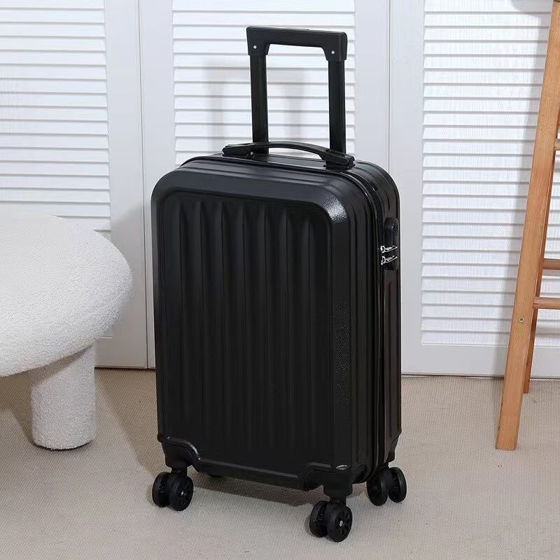 20-inch boarding suitcase trolley suitcase with password lock suitcase universal wheel for male and female students, strong and durable 20-inch beige wide strip without half pocket