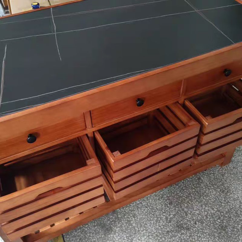 Kezitu customized island solid wood cooking table open sideboard retro home console American country dining table cabinet solid wood countertop 80*60*85 two drawers