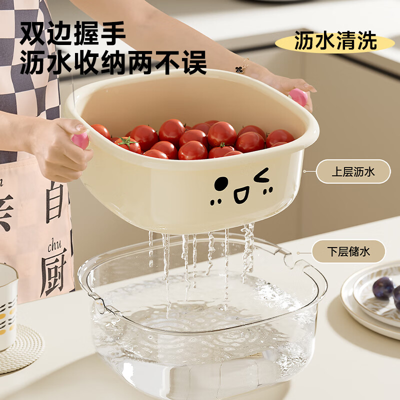 YIMEIHUI sink sink drain basket new home kitchen double-layer fruit basket washing basin living room exquisite small fruit plate purple/small size cute expression