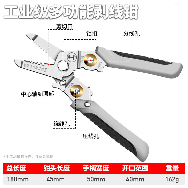 GREENER wire stripping pliers electrician's pliers 7-inch multi-function crimping pliers wire pulling pliers household wiring tools wire stripping pliers