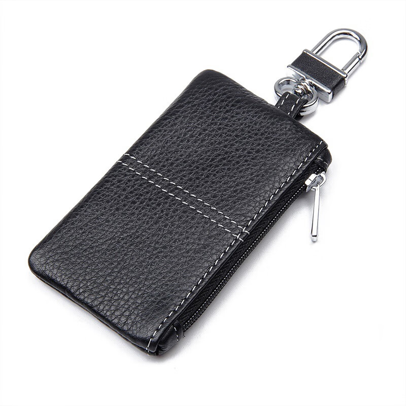 Kangaroo (KANGAROO) genuine leather coin purse for home use genuine leather car key cover first layer cowhide car key bag wholesale black (fine lines)