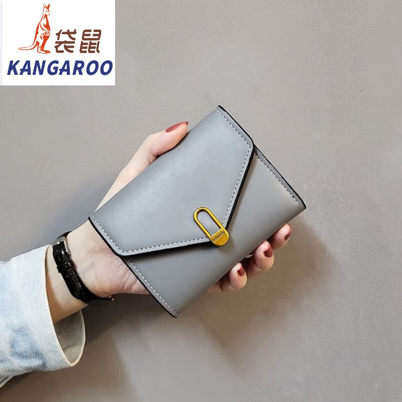 Kangaroo women's wallet ins2025 Chinese Valentine's Day Japanese and Korean simple women's short three-fold small bag European and American coin purse card holder wallet flagship-red