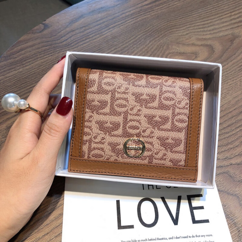 Kangaroo (KANGAROO) Short Wallet Women's 2025 New Thin Card Holder Simple Driver's License Position Wallet Folding Wallet Trendy Coffee