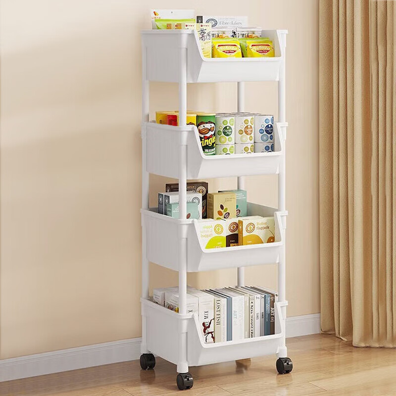 Zhuobo floor-standing storage rack kitchen vegetable basket snack rack storage shelf storage rack bookshelf SJ16 open style 4 layers