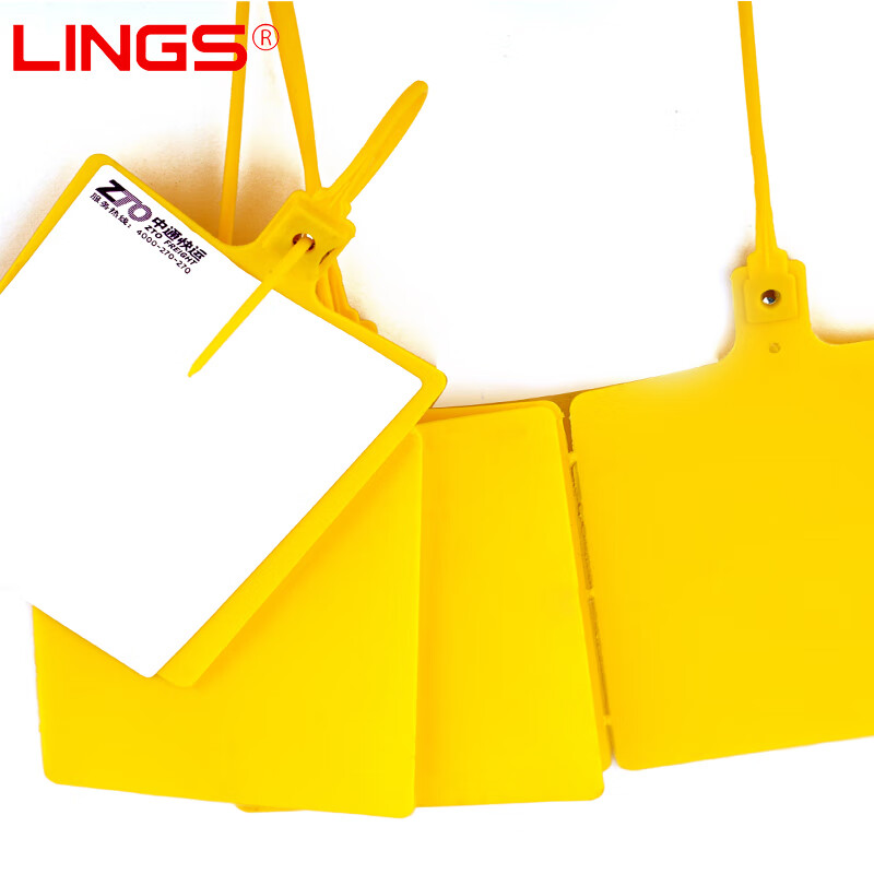 LINGS Logistics Hanging Tag Yellow 100 Pack Express Logistics Hanging Tag Cable Tie Hanging Tag Built-in Plastic Lock Cylinder Label