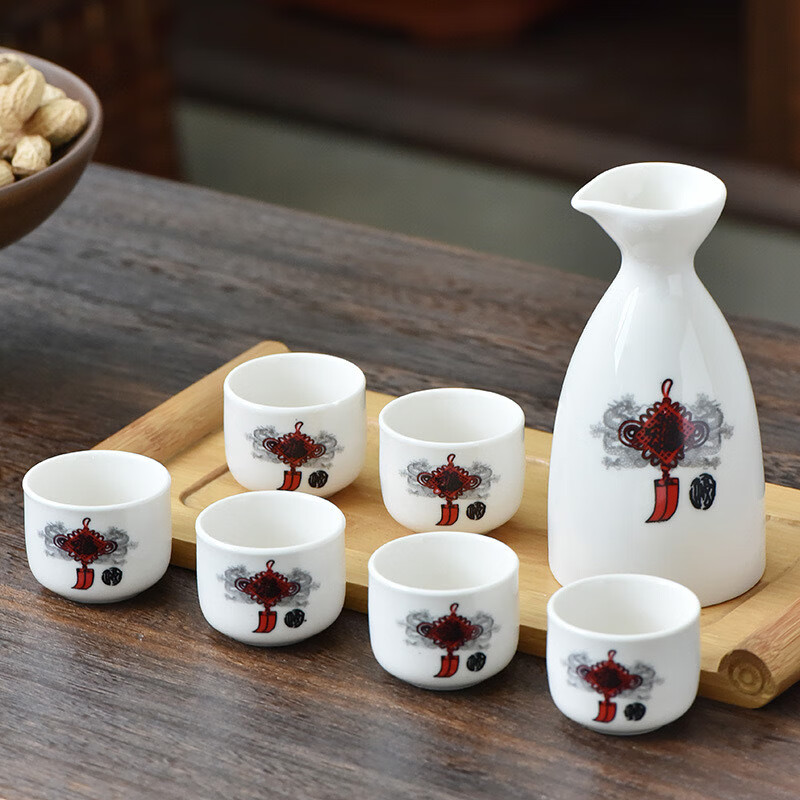 Vinoa Japanese-style ceramic wine set, sake set, white wine cup, spirit cup, wine divider, very happy - An packaging, one pot, two cups