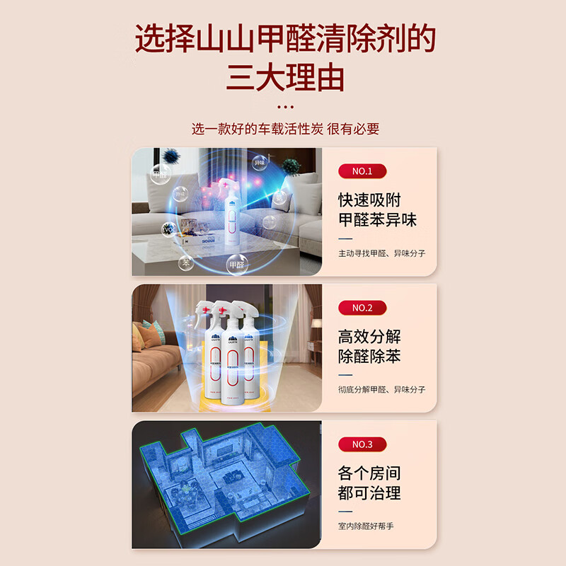 Shanshan Formaldehyde Scavenger Powerful Formaldehyde Removal Spray Activated Carbon New House Urgent odor Remover Large Capacity 2 Bottles