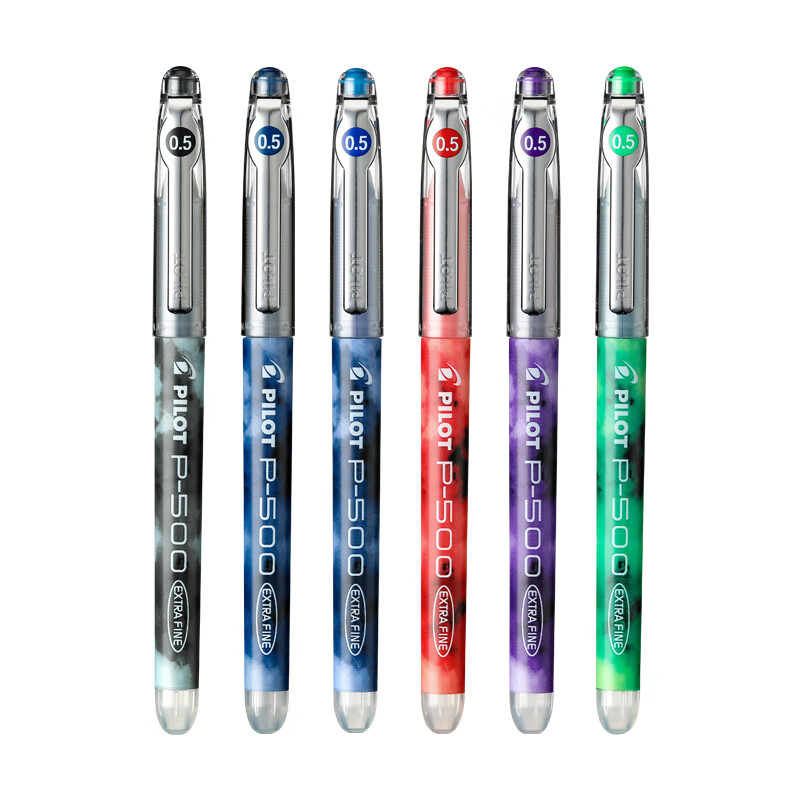 PILOT school stationery P500 black gel pen signature pen water pen 0.5 straight liquid ball pen stationery set office supplies brush question pen high-looking exam pen 5 pieces