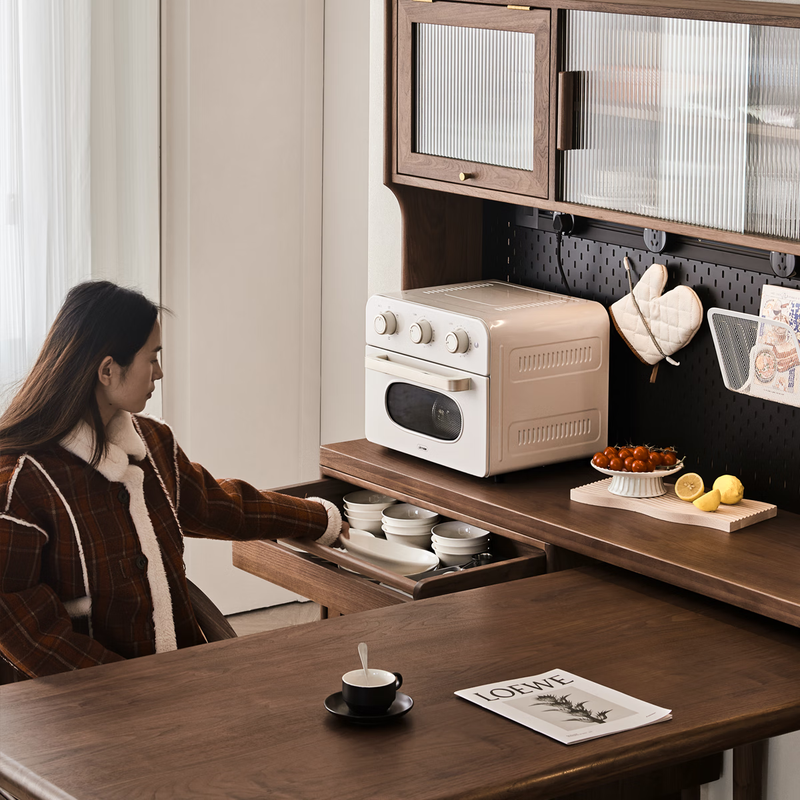 Exclusive Senhuo solid wood sideboard North American black walnut wall-mounted integrated high cabinet with built-in table wine cabinet cabinet living room multi-function 1.65 meter sideboard (North American black walnut)