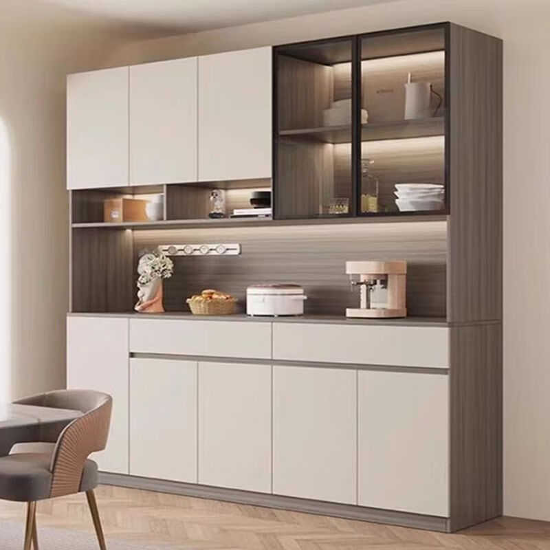 Home solid wood sideboard simple living room light luxury cabinet home wine cabinet multi-functional large one solid wood two doors丨80*230*40Cm self-installation