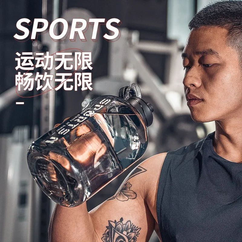 Xiaoqi Large Capacity Internet Celebrity Ton ton Sports and Fitness Plastic Dayton Space Bottle for Male and Female Students High Temperature Resistant Charming Black 5L Direct Drink + Straw + Cup Brush + Rope