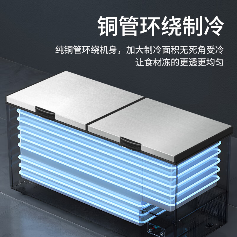 Nixue Commercial Freezer Large Freezer Large Freezer Refrigerator Energy-saving Horizontal Single Temperature Freezer Household Deluxe Edition Deepened and Widened Large-Capacity Freezer Commercial 728 Copper Tube 1500x750x850mm