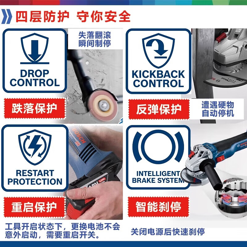 Bosch rechargeable angle grinder GWS18V-10 lithium electric polishing machine handheld metal wood cutting and grinding machine 100MM model bare metal/no electricity and no plastic box