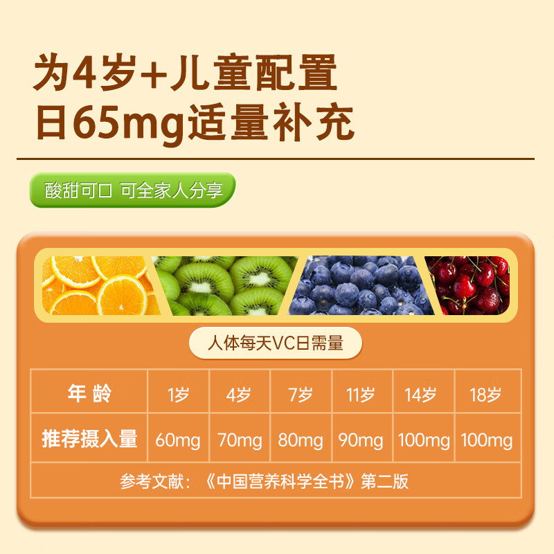 Guoweikang Children's Vitamin C Lozenges 240 Vitamin C Chewable Tablets VC4-17 Years Old Teenage Students