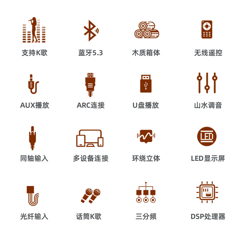 SANSUI T73 karaoke speaker home KTV audio full set of power amplifier all-in-one machine home karaoke artifact TV audio living room karaoke three-dimensional surround wireless Bluetooth speaker wood grain