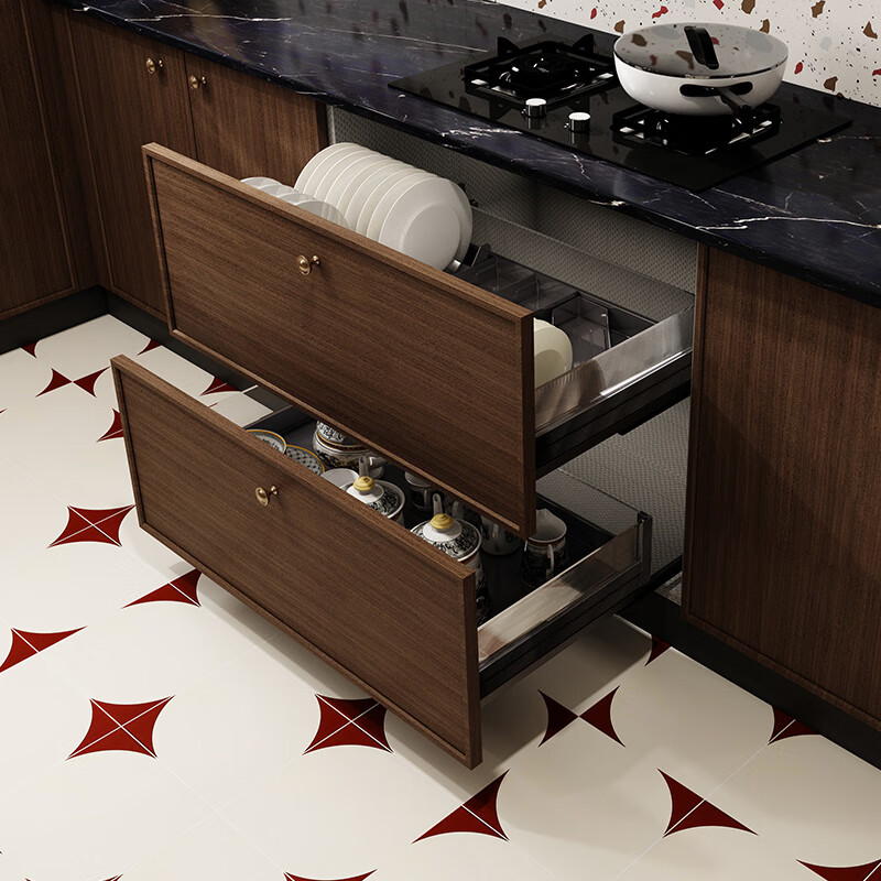 Sophia cabinet customization Medieval style retro kitchen decoration kitchen cabinet cupboard integrated quartz stone countertop stove cabinet cabinet custom gold