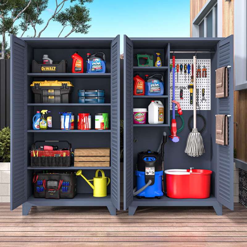 Xinzhongheng outdoor villa storage cabinet waterproof and sunproof courtyard door debris housekeeping cabinet large capacity storage tool storage cabinet A type 120 wide 185 high outdoor tool cabinet Free installation service after placing an order