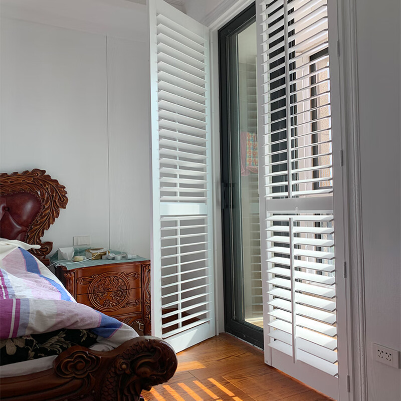 Ji Litian pure solid wood door cloakroom storage room balcony door does not occupy space movable louver double folding door louver + core board white (per square)