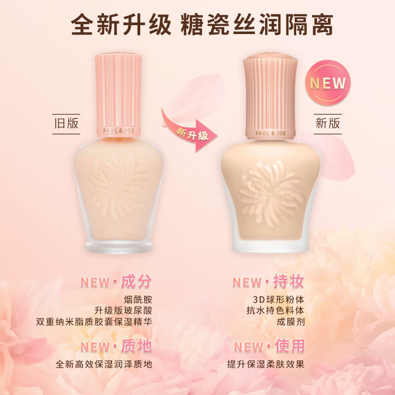PAUL&JOE Enamel Silky Cream 30ml N01 Powder Cover Brightening Concealer Moisturizing Makeup Primer SPF15+ Sunscreen