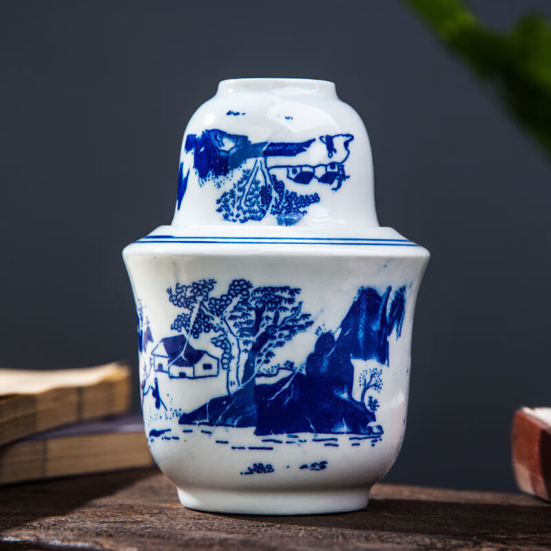 Huanjin Jingdezhen ceramic wine warmer hot wine pot yellow wine heating warm wine household white wine hot wine pot old-fashioned wine set small landscape 2 liang