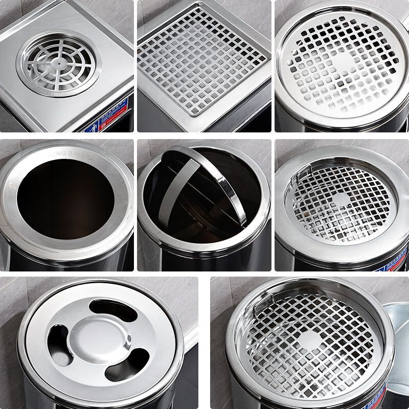 Cigarette butt trash can stainless steel smoking room ashtray hotel lobby vertical peel box integrated public office office round galaxy sanding 25*63