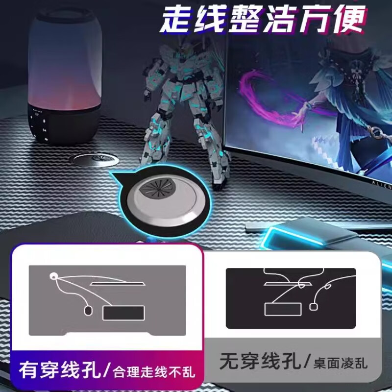 Yilinju Folding Computer Desk Desktop Home Gaming Table and Chair Bedroom Simple Carbon Fiber Table Workbench Desk Desk Carbon Fiber Textured Surface 120*60 Black