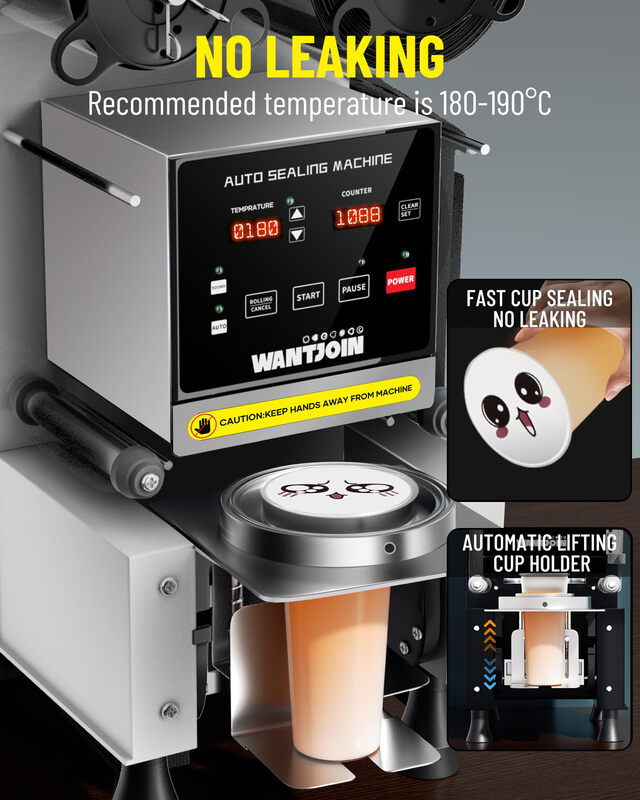WantJoin fully automatic cup sealing machine 90/95mm milk tea and coffee cup sealing machine requires transformer