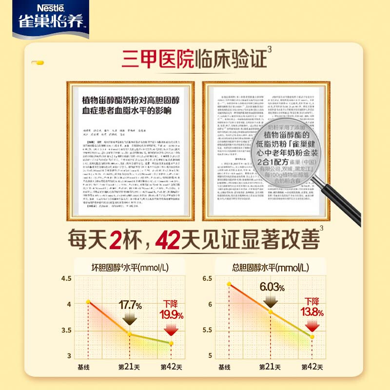 Nestle milk powder for adults, middle-aged and elderly milk powder, Yiyang, high calcium, low GI, gift for parents, elders, gift, Jin Jianxin 850g*2 cans, gift box