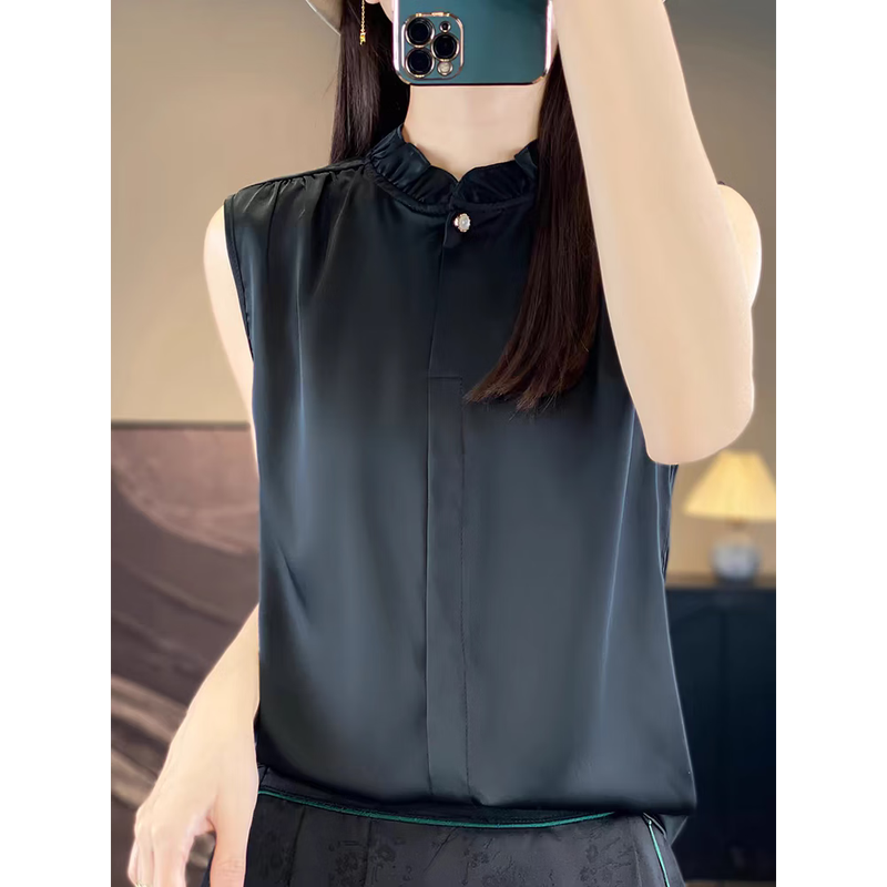 2025 shirt French lace sleeveless top temperament professional wear versatile western style vest bottoming T-shirt C760256 white L L100-110 catties