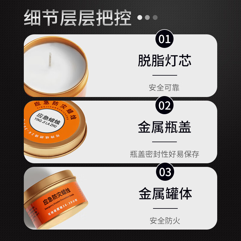 Work partner emergency disaster prevention candle 10 pack power outage lighting waterproof windproof smokeless iron box storage tin can