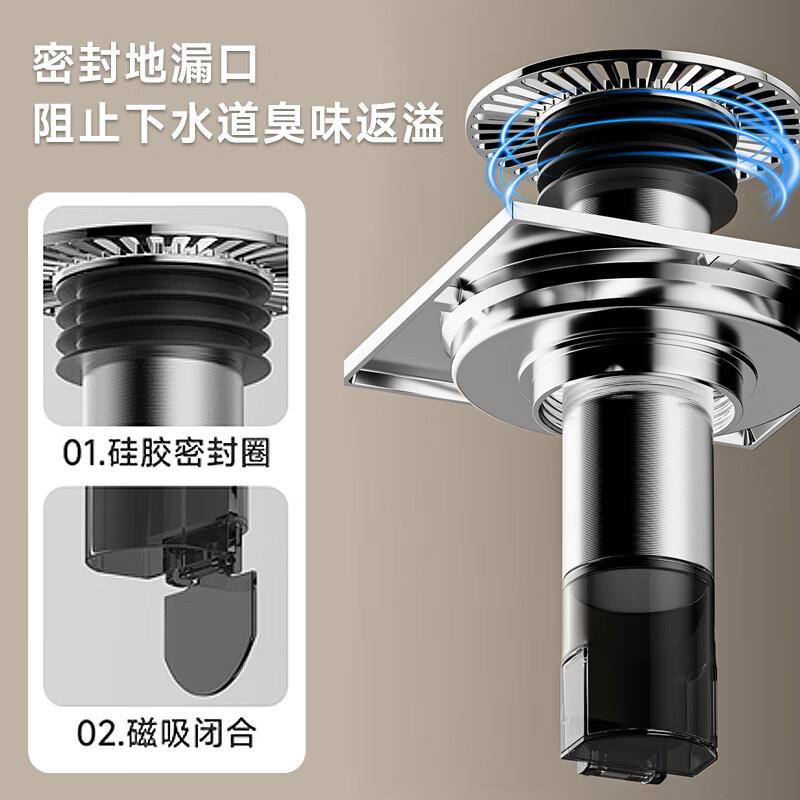 JOCBO Germany Fault Floor Drain Deodorant Core Extended 304 Stainless Steel Bathroom Sewer Floor Drain Extension Pipe 15cm | Special for Fault | Magnetic Deodorant Floor Drain