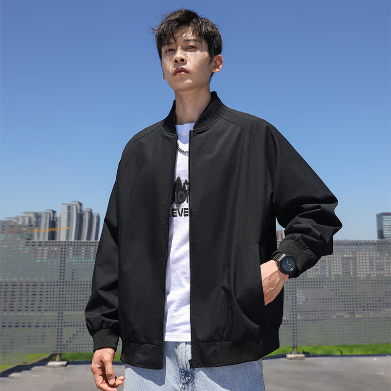 Cotton Jacket Men's Autumn American Baseball Uniform Men's Casual Jacket Men's Clothing Men's Clothing Black L
