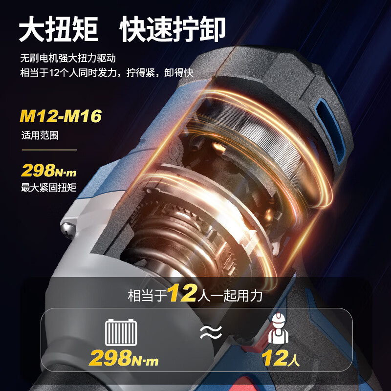 Dongcheng 20V lithium battery brushless electric wrench DCPB298D auto repair impact lithium battery wrench rechargeable sleeve wind cannon