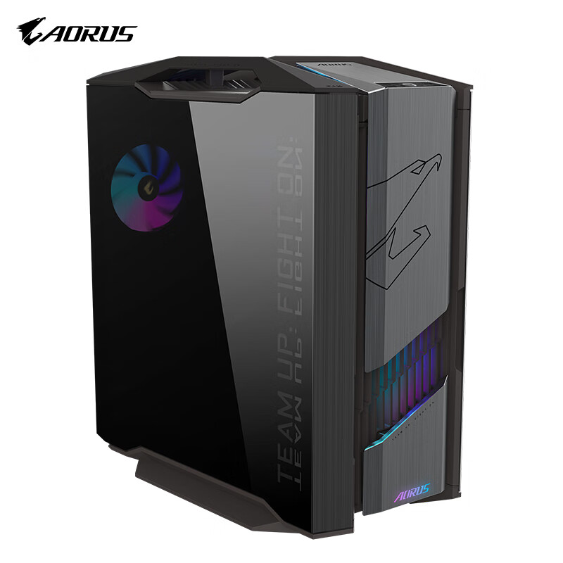 95% new GIGABYTE mechanically carved AC601G, hidden backline, double-sided tempered glass side see-through, compatible with water-cooled graphics card vertical installation/420 water-cooling positions/pre-installed 4 fans/maximum compatible with E-ATX