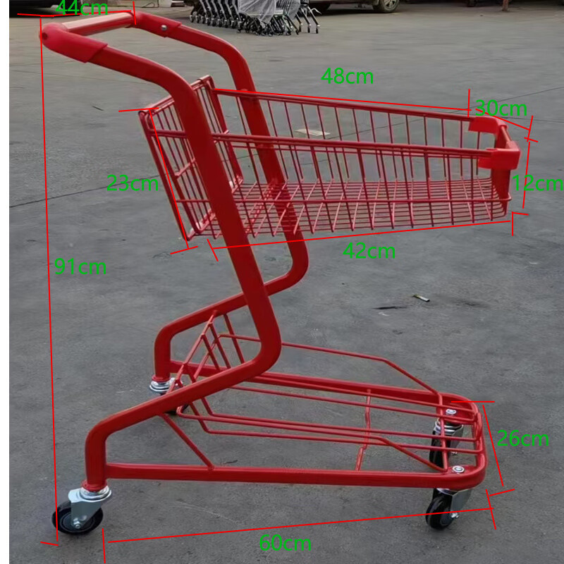 Supermarket snack store shopping cart double-decker trolley pink stall shopping mall props trolley ktv gray trolley