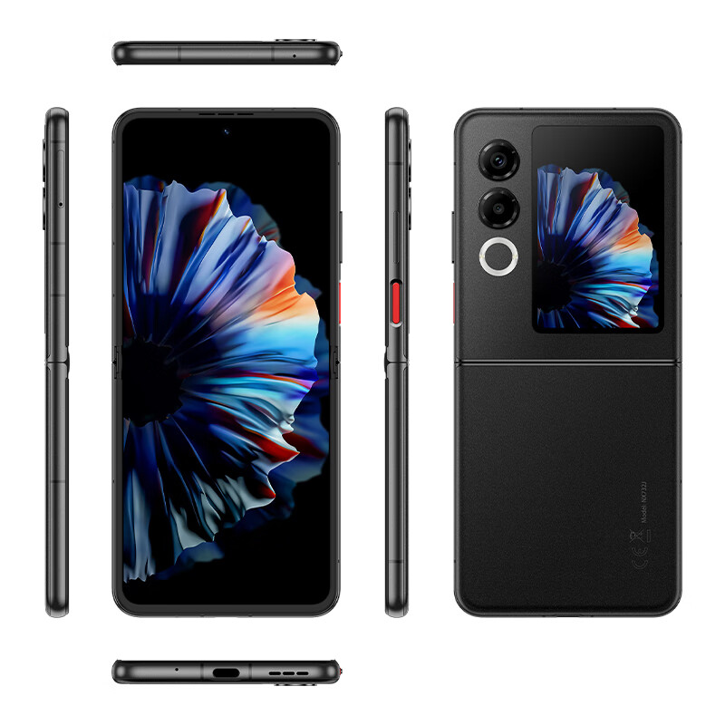 Nubia National Small Flip 2 8GB+256GB Starlight Black 50MP rear main camera Full-view hover photography 5G camera AI phone