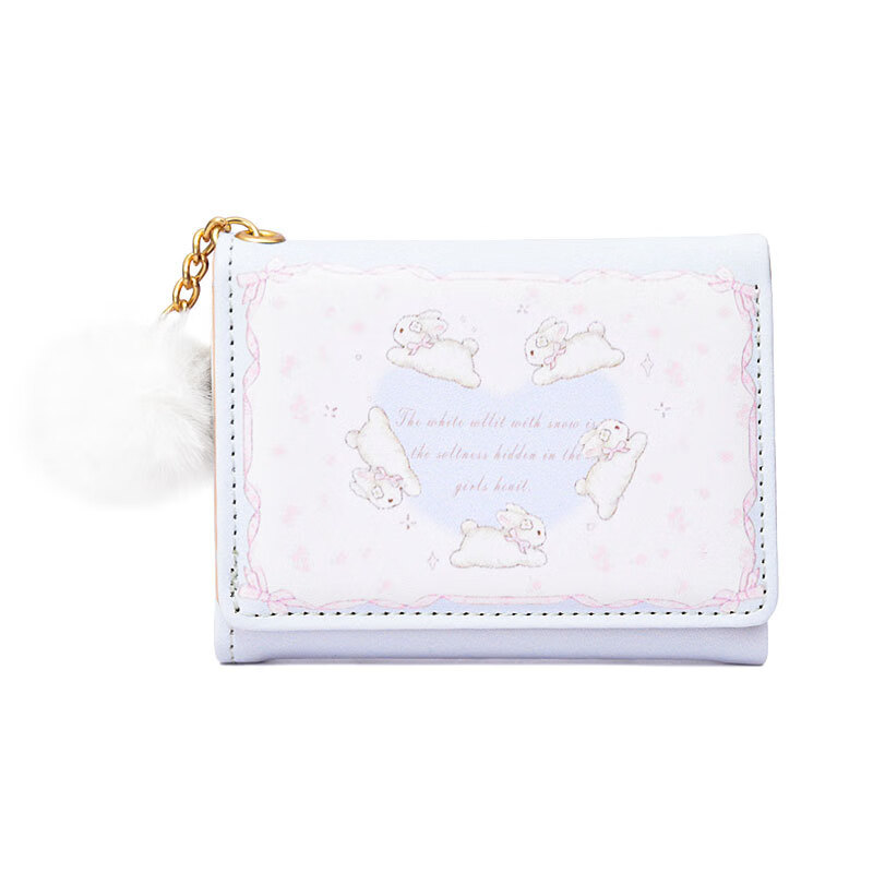 OEMG Korean Girl's Dream Tri-fold Wallet Bunny Card Holder ID Bag Cute Short Anti-Degaussing Multi-Slot Wallet Card Pink