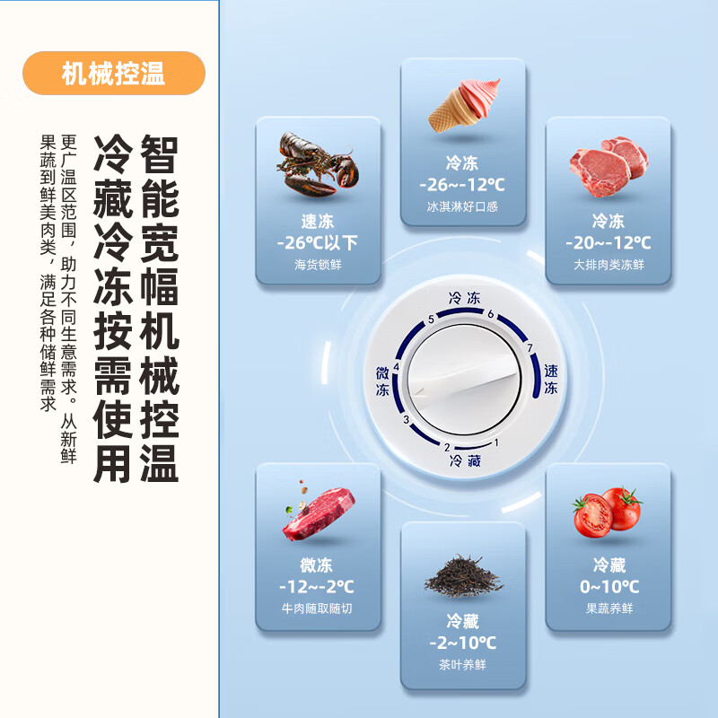 Xinfei Freezer Freezer 100L Reduces Frost by 80% No Frequent Defrosting is Needed, Level One Energy Efficiency, Energy Saving, Dual-Purpose Stocking Refrigeration and Freezing Conversion Horizontal Freezer Gray 100L Reduces Frost by 80%