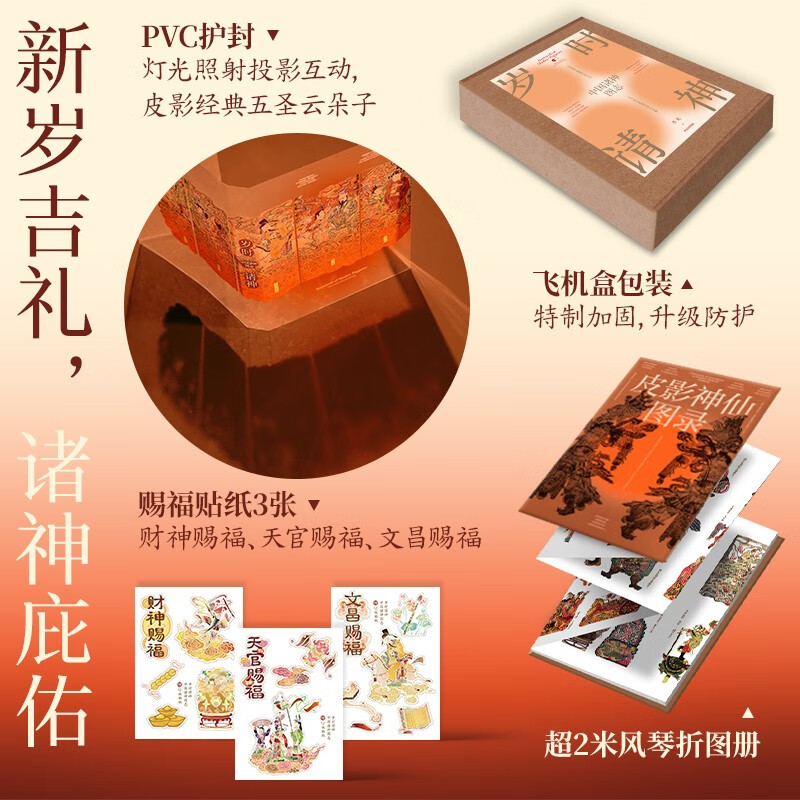 Invite the gods at the age of the year, written by Li Long, give a 2-meter folded organ atlas, blessing stickers, an encyclopedia of gods and immortals, shadow puppets, intangible cultural heritage, list of gods, auspicious beasts, Jiang Ziya, Nezha, Zhong Kui, Classic of Mountains and Seas, sacrifices, customs, koi, gods, mythology, solar terms