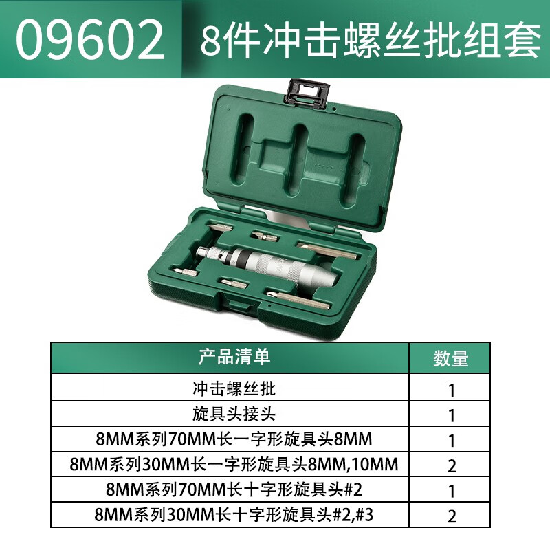 SATA Impact Screwdriver Knock Driver Screwdriver Set 8pcs 09602