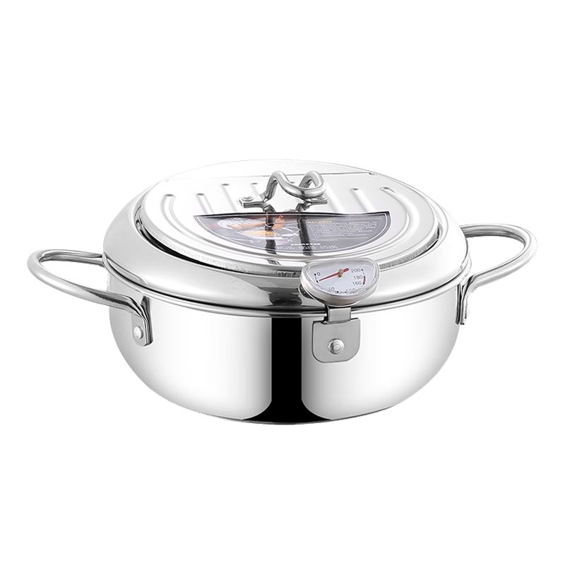 Karot small frying pan household 304 stainless steel tempura frying pan soup pot temperature control pot induction cooker universal drain pan 304 oil temperature control frying pan 20cm 20cm