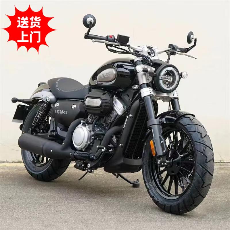Second-hand Benda Jinjila 300 retro gray stone 300 Harley Cruise Prince fuel motorcycle transfer and can be licensed, black, complete procedures can be licensed